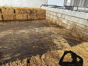 bales placed on pavement